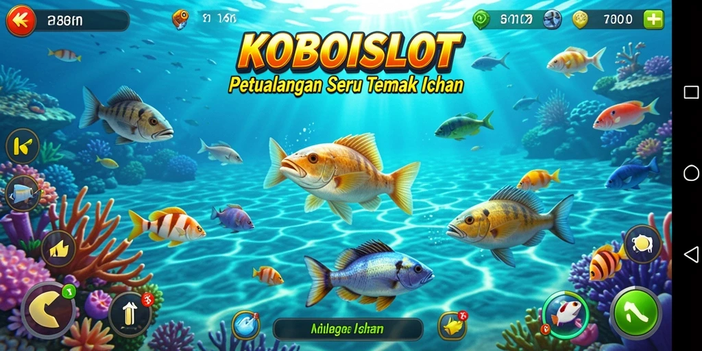 Tampilan gameplay KOBOISLOT yang menarik saat menangkap ikan.