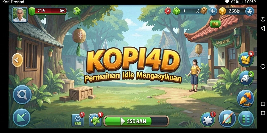 Screenshot gameplay KOPI4D menampilkan kafe yang sedang berkembang.