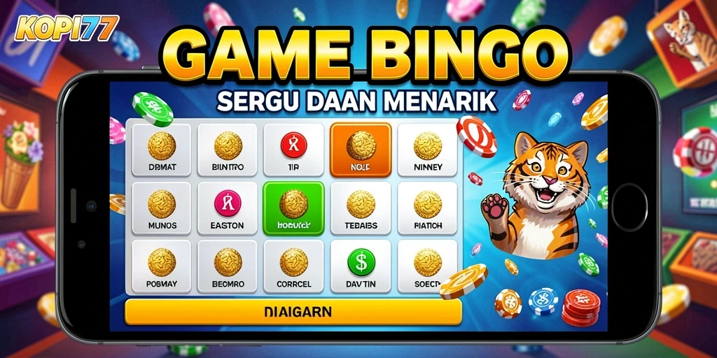 Screenshot gameplay KOPI77 menampilkan sesi Bingo yang penuh semangat.