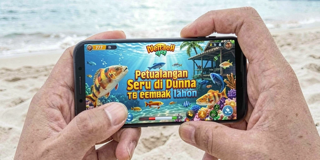 Screenshot gameplay menampilkan aksi seru menangkap ikan.
