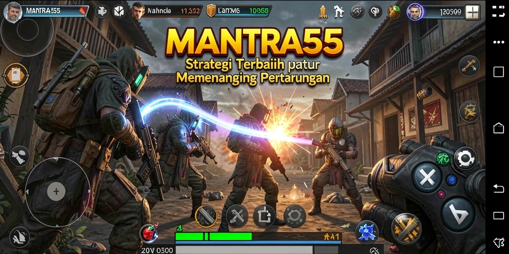Screenshot utama MANTRA55 menampakkan gameplay strategi yang seru.