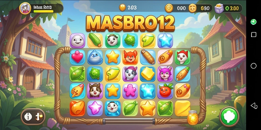 Tampilan gameplay seru dari MASBRO12 yang penuh warna.