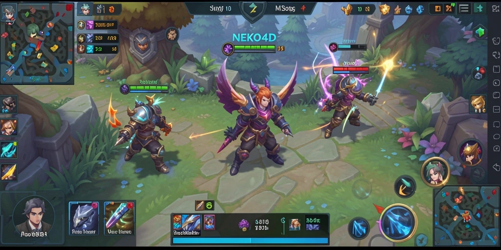 Tampilan menarik dari gameplay NEKO4D dalam pertarungan MOBA.