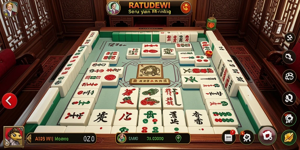 Screenshot utama RATUDEWI menampilkan gameplay Mahjong yang menarik.